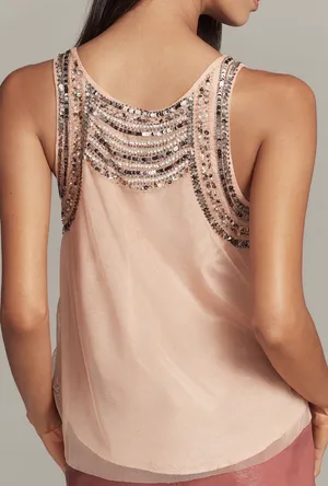 Anthropologie Sequin Embellished Stripe Tank Top, Size M thumbnail 4