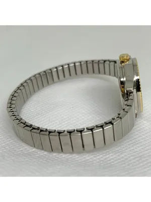 vintage Quartex quartz women watch 22mm two tone stretch band size 5.7” running thumbnail 5