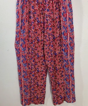 Fat Face Red Natalie Meadow Floral Milkmaid Cottagecore Wide Leg Jumpsuit Sz 12 thumbnail 3