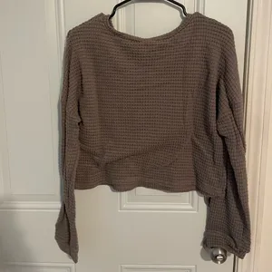Olia Waffle Knit Long Sleeve (S) Gray thumbnail 3