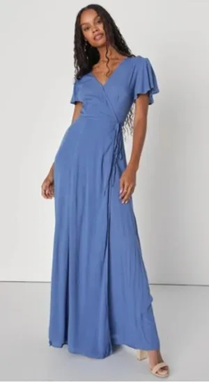 Lulus sz S‎ Cap sleeve wrap maxi summer dress thumbnail 1