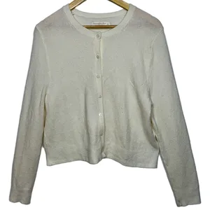 Abercrombie & Fitch Cream Wool Crew Neck Long Sleeve Cardigan Sweater Size XL thumbnail 1
