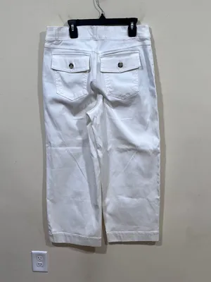 SPANX Bright White Stretch Twill Cropped Wide Leg Pants size large EUC thumbnail 7