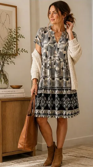 Maeve Anthropologie Abstract Print Tiered Dress Small Black Cream Shift‎ thumbnail 1