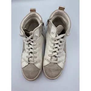 Vintage Havana High Top Sneakers White Grey Gold Star Zip Preppy Sorority 8.5 thumbnail 4