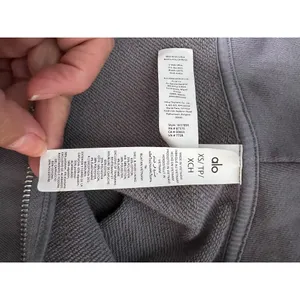 Alo Cropped Hoodie With Full Zip & Hood XS Soft Cotton Blend Charcoal Gray thumbnail 5