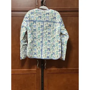 Entro J24661 Blue Bow Print Quilted Jacket Womens Size S Cotton Coquette NWT thumbnail 2