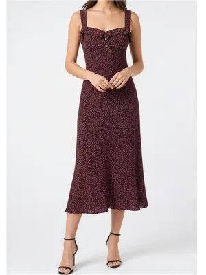 REFORMATION Tancy Midi Dress, French Kiss Black/Red, 0 (US) thumbnail 3