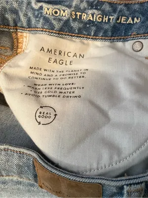 American Eagle Jeans Womens 12 Blue Denim Mom Straight Jean High Rise Distressed thumbnail 10