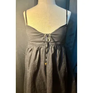 No Boundaries Black Babydoll Mini Dress Keyhole Tie Smocked‎ Back XS 0-2 thumbnail 3