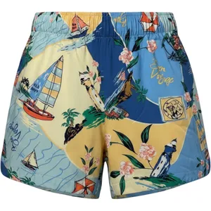Old Navy Womens Nautical Postcard Print Rayon Shorts Blue Yellow Size Large thumbnail 1