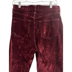 We The Free Stella Velvet Skinny Pants Red Hue Raw Hem Button Fly 29 thumbnail 9