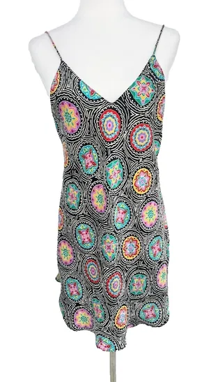 Vintage Indulgence Slip Dress Satin Mandala‎ Maximalist 90s Vibrant Size Small thumbnail 1
