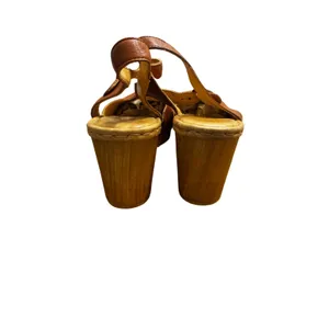 Ten Points Platform Sandal Clogs Tan Leather Ankle Strap, Size 41/US 10 thumbnail 5
