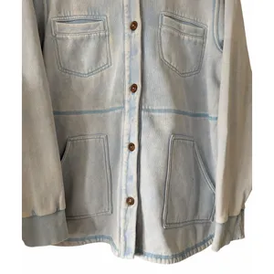 Pilcro‎ Anthropologie Fleece Shirt Jacket Washed Blue Women's Size Large thumbnail 5