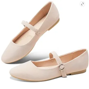 NWT ~ Women's Beige Mary Jane Round Toe Ballet Flats Dressy Fabric Shoes Size 10 thumbnail 1