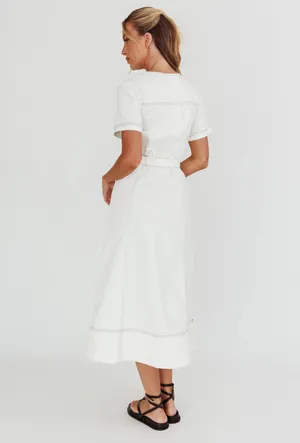 White Button Down Maxi Dress Selfie Leslie  thumbnail 2