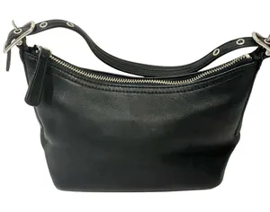 Y2K Coach Hobo Sleek #9844 Mini Demi Black Leather Baguette Hand Bag‎ PURSE thumbnail 1