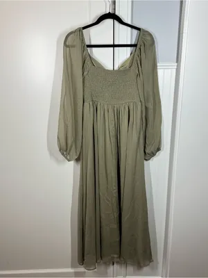 Baltic born Dione midi dress dusty Olive green size medium‎ nwt wedding event thumbnail 6