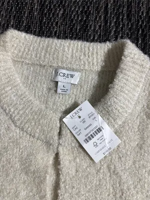 J. Crew Bouclé Lady Cardigan Sweater Wool Alpaca Blend Textured Cream Size Large thumbnail 3