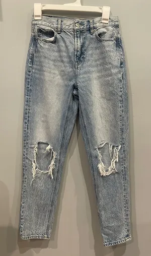 American Eagle Outfitters Light Blue Distressed Boyfriend Jeans thumbnail 1