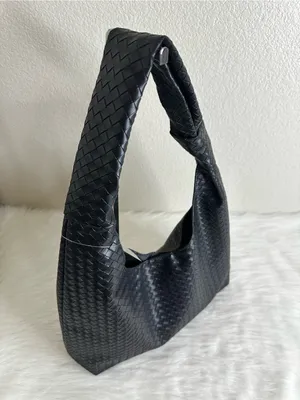 NWT Ulta Beauty Black Woven Knot Handle Hobo Shoulder Bag thumbnail 2