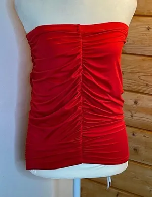 Classic red gathered bandeau. Size Small. Red thumbnail 1