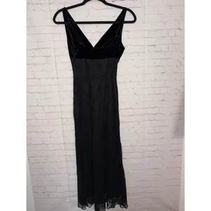 NIA The Brand Guest Black Velvet and Lace Midi Dress Whimsigoth Wedding Formal S thumbnail 7