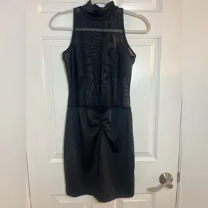 Women's Sheer Mesh Bodycon Mini Dress Mock Neck Sleeveless Size‎ Large thumbnail 3
