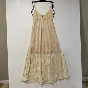 Abercrombie & Fitch Lace Maxi Dress S Cream Cottagecore Fairy Boho thumbnail 3