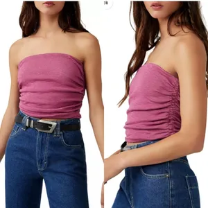 Free People Ruched Pink Tube Top thumbnail 2