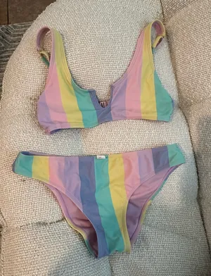 striped bikini set Multiple thumbnail 1