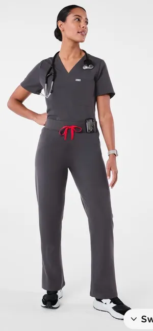 FIGS Livingston High-Rise Straight-Leg Scrub Pant Womens XS-P Charcoal NWT thumbnail 1