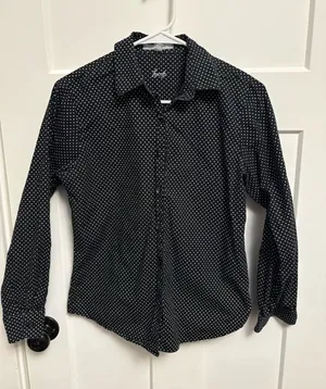 Black Polka Dot Button-Up Shirt thumbnail 1