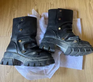 Black Chunky Platform Moto Boots thumbnail 1