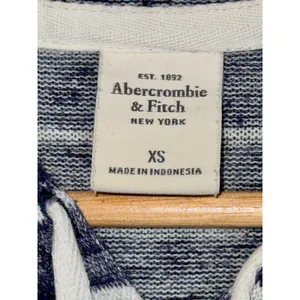 Abercrombie & Fitch Navy Blue White Striped Full Zip Up Long Sleeve Hoodie Sz XS thumbnail 4