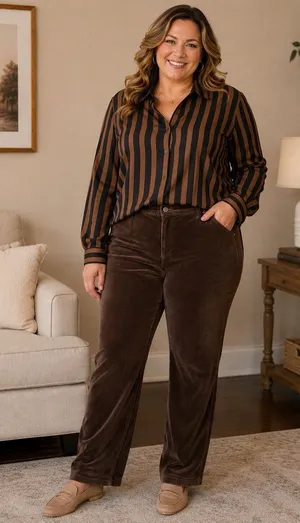 Talbots Size 12 Brown Velvet Corduroy Leg Pants Stretch thumbnail 1