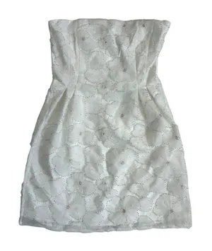 Sam Edelman Short Floral Beaded Dress Lab White Strapless Mini M73535 Womens‎ 4 thumbnail 1