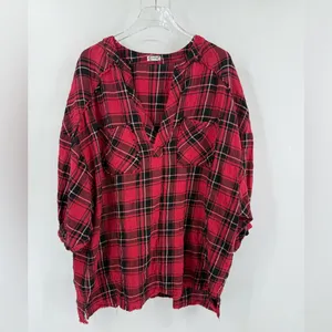 Free people not your boyfriends plaid tunic‎ size xs thumbnail 3