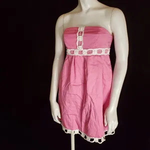 Lilly Pulitzer Pink & White Strapless Dress (2) thumbnail 2