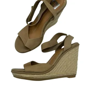 Dolce Vita Brown Leather Espadrille Wedge Sandals Womens 10 Heels Beachy Summer thumbnail 1
