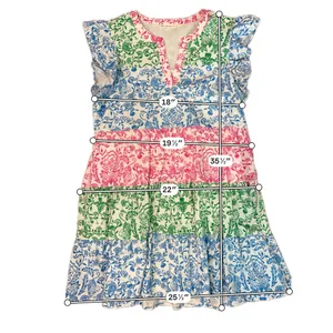 Roller Rabbit Hilla Tiered Block Print Mini Dress Multi-Color Cotton - Size L thumbnail 8