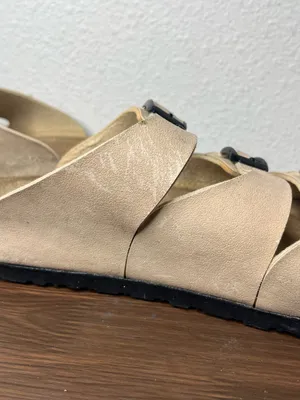 Birkenstock Birkis Tan Three Strap Slip On Florida Sandals Women’s 8 Men’s 6 thumbnail 8