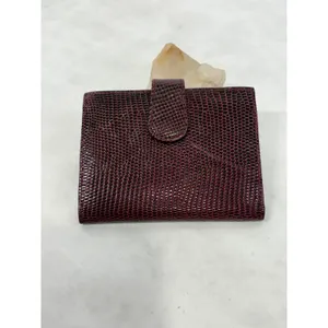 Lederer Italy Vintage Burgundy Lizard Embossed Leather Photo Card Holder‎ Wallet thumbnail 2