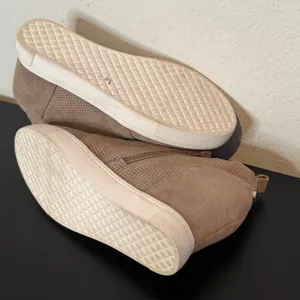 Steve Madden Wedge Sneakers Womens 7 Taupe Perforated Leather Zip High Top thumbnail 7