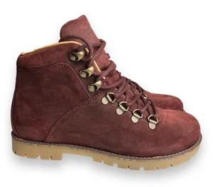Birkenstock Women's‎ Size 7 Nubuck Leather Laced Ankle Boots Burgundy EU 38 thumbnail 1