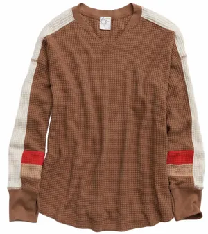 AE OFFLINE By Aerie Wow! Waffle Notch Neck Long Sleeve T-Shirt American Eagle XS thumbnail 1