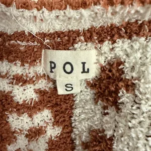 POL Clothing Patchwork Popcorn Knit Cardigan Rust Orange Cream Fringe Small thumbnail 6