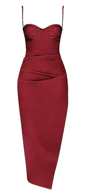 House Of CB 'Flora' Wine Satin Corset Dress. thumbnail 6