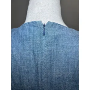 J.Crew‎ Chambray Denim Fit & Flare Dress Size 4 Blue V-Neck Flutter Sleeve thumbnail 7